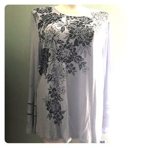 Blue flower print blouse